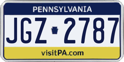 PA license plate JGZ2787