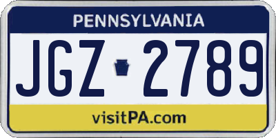 PA license plate JGZ2789