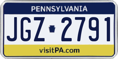 PA license plate JGZ2791
