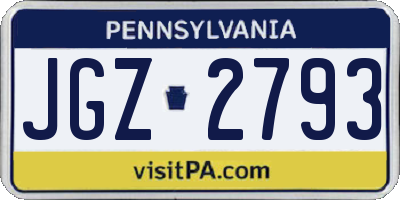 PA license plate JGZ2793