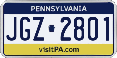 PA license plate JGZ2801