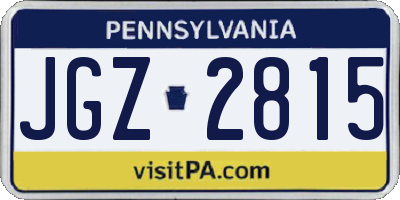 PA license plate JGZ2815