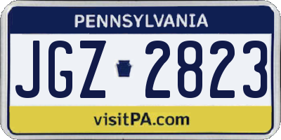 PA license plate JGZ2823