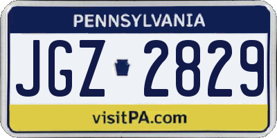PA license plate JGZ2829