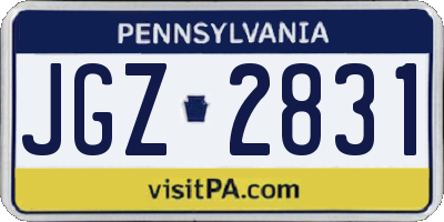 PA license plate JGZ2831