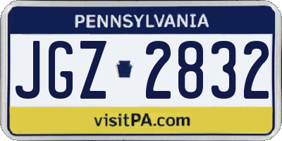 PA license plate JGZ2832