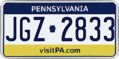 PA license plate JGZ2833