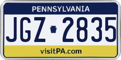 PA license plate JGZ2835