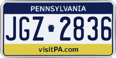 PA license plate JGZ2836