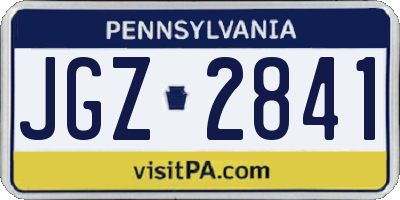 PA license plate JGZ2841