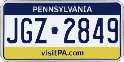 PA license plate JGZ2849
