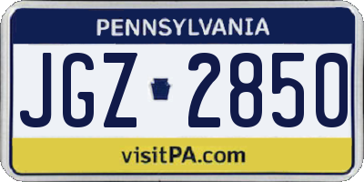 PA license plate JGZ2850
