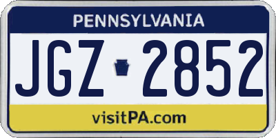 PA license plate JGZ2852
