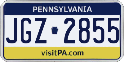 PA license plate JGZ2855