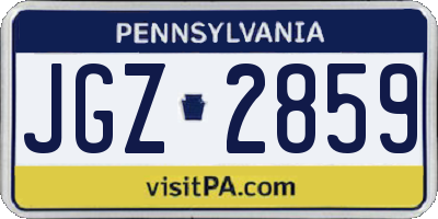PA license plate JGZ2859