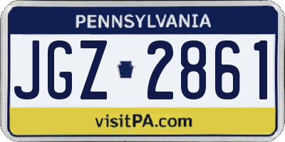 PA license plate JGZ2861
