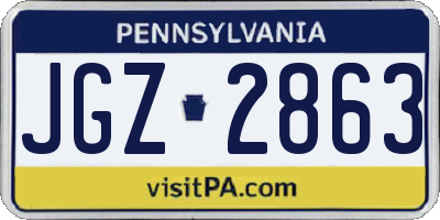 PA license plate JGZ2863