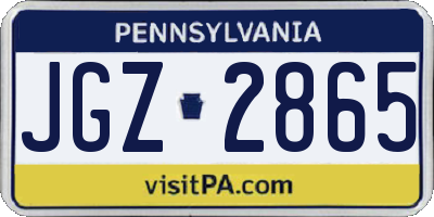 PA license plate JGZ2865