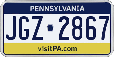 PA license plate JGZ2867