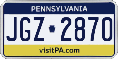 PA license plate JGZ2870