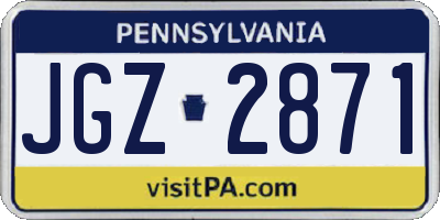 PA license plate JGZ2871