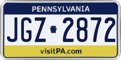 PA license plate JGZ2872