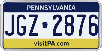 PA license plate JGZ2876