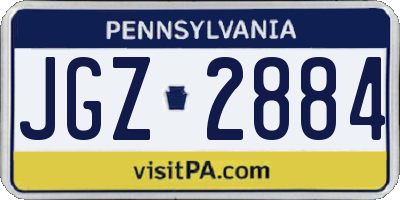 PA license plate JGZ2884