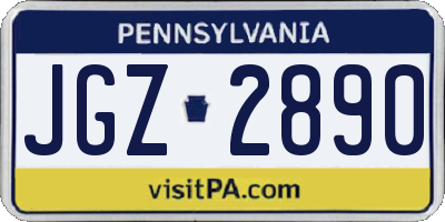 PA license plate JGZ2890