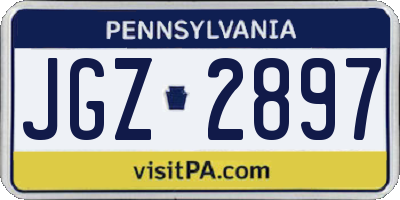 PA license plate JGZ2897
