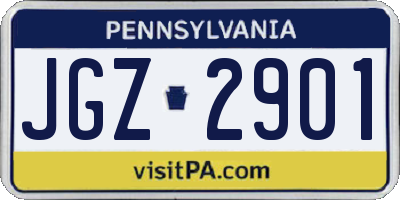 PA license plate JGZ2901