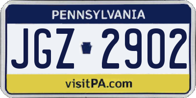 PA license plate JGZ2902