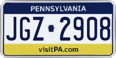 PA license plate JGZ2908