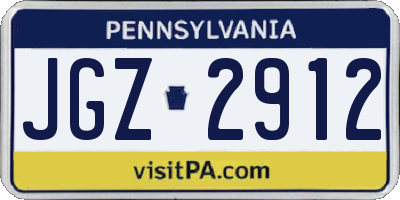 PA license plate JGZ2912