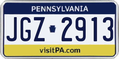 PA license plate JGZ2913
