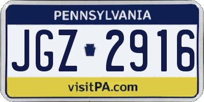 PA license plate JGZ2916
