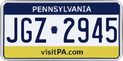 PA license plate JGZ2945