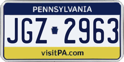 PA license plate JGZ2963