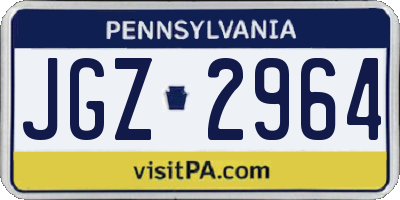 PA license plate JGZ2964