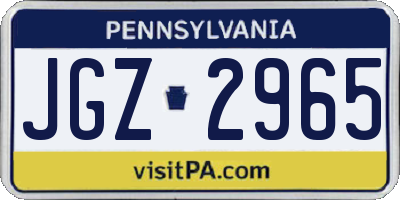 PA license plate JGZ2965