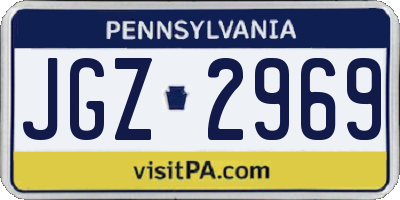 PA license plate JGZ2969