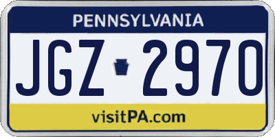 PA license plate JGZ2970