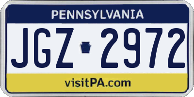 PA license plate JGZ2972