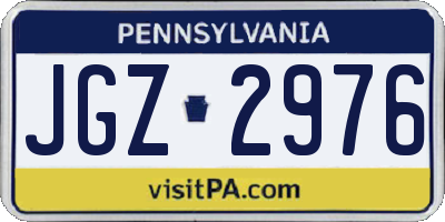 PA license plate JGZ2976