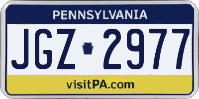 PA license plate JGZ2977