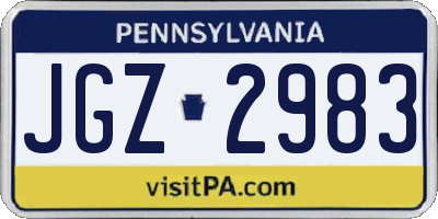 PA license plate JGZ2983