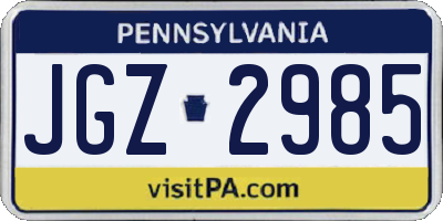 PA license plate JGZ2985