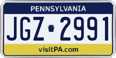 PA license plate JGZ2991