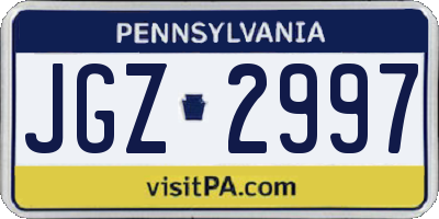 PA license plate JGZ2997