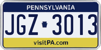 PA license plate JGZ3013